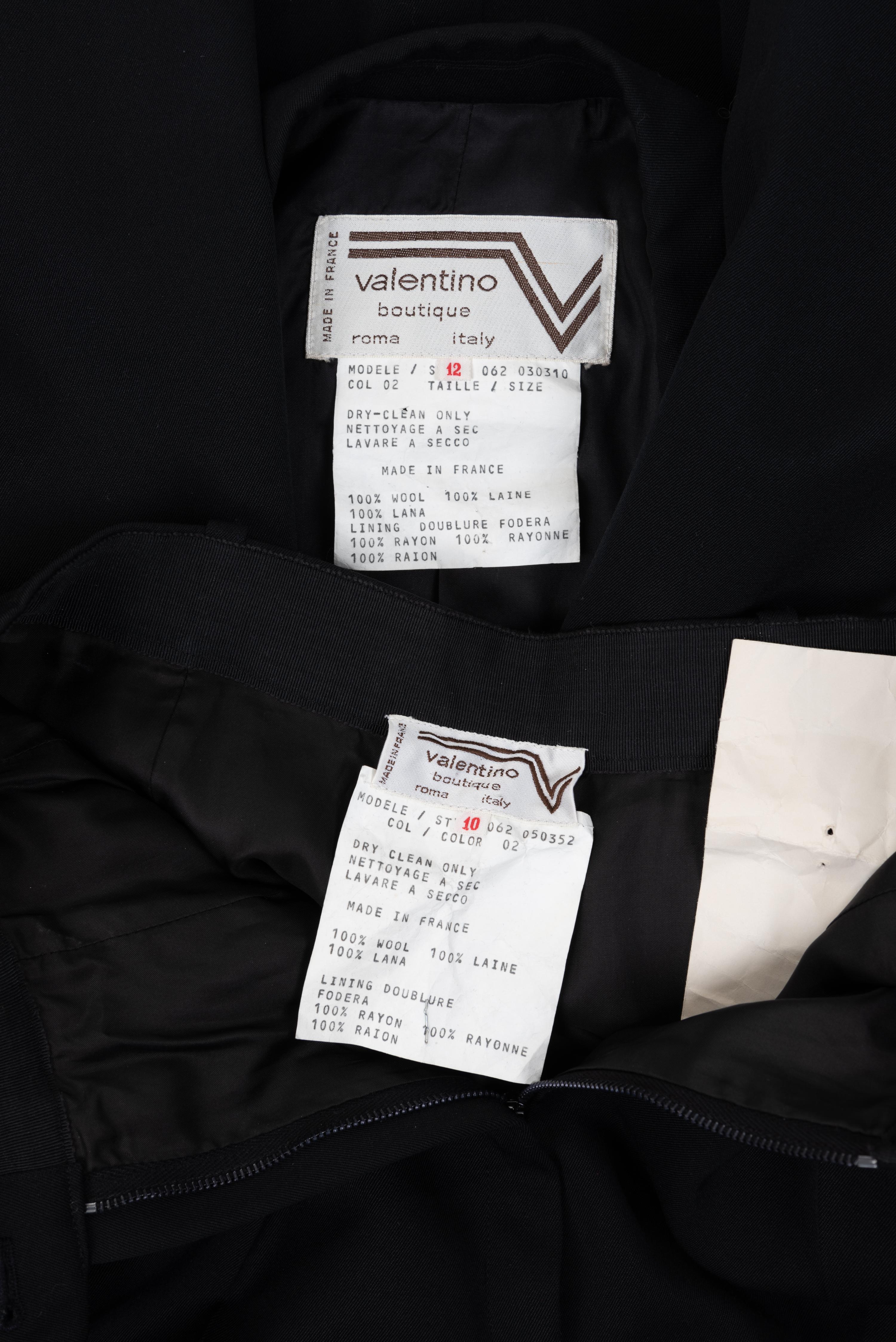 Two Boutique Valentino Outfits, Including a Walnut Dress Ensemble and Black Pant Suit, 1970s