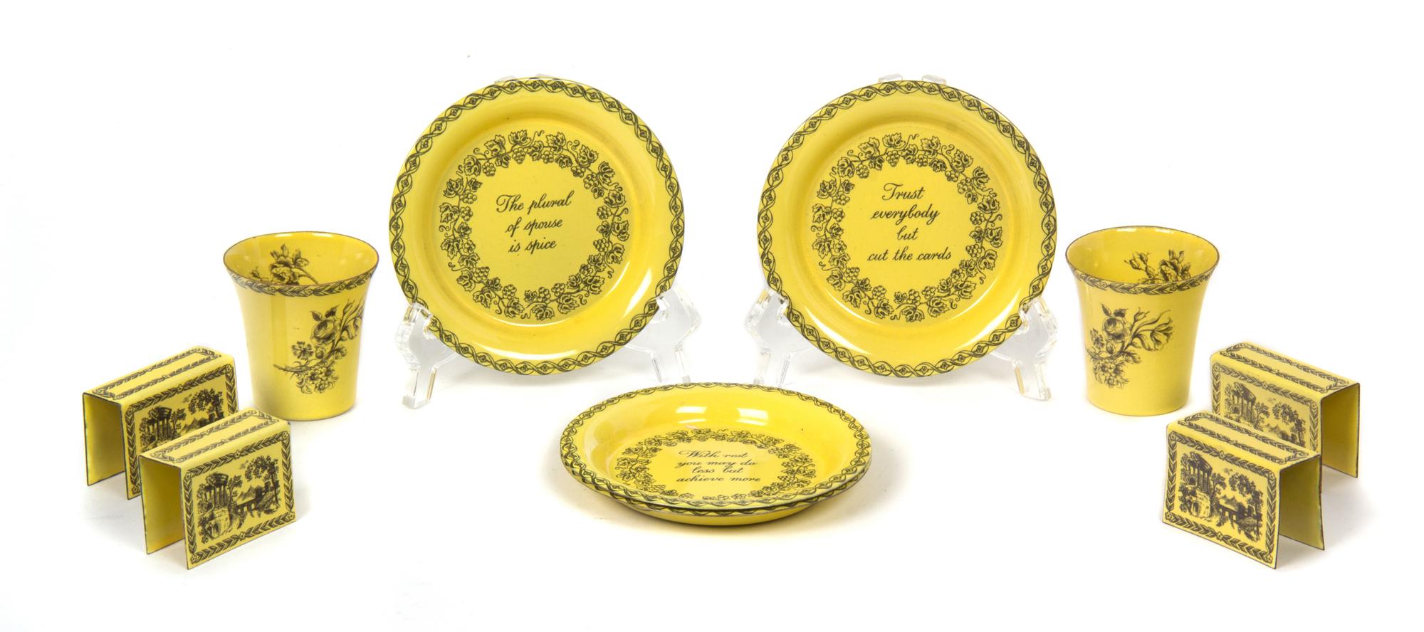 Ten Billston and Battersea Enamel Articles Diameter of plates 4 1/2 inches. — 20TH CENTURY