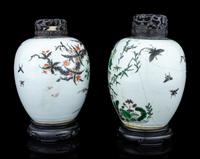A Pair of Famille Verte Porcelain Jars