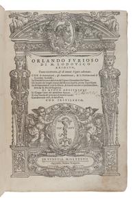 ARIOSTO, Ludovico (1474-1533). Orlando furioso. Venice: Felice Valgrisi, 1587.