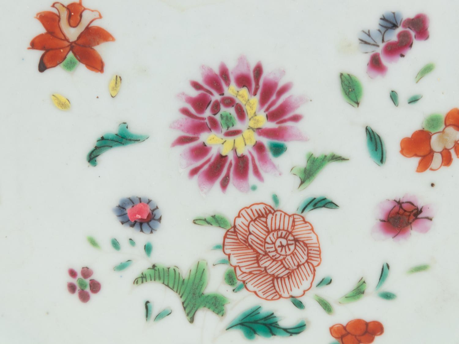 Three Chinese Export Famille Rose Porcelain Plates