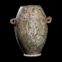 An Egyptian Green Gray Breccia Vessel with Lug Handles