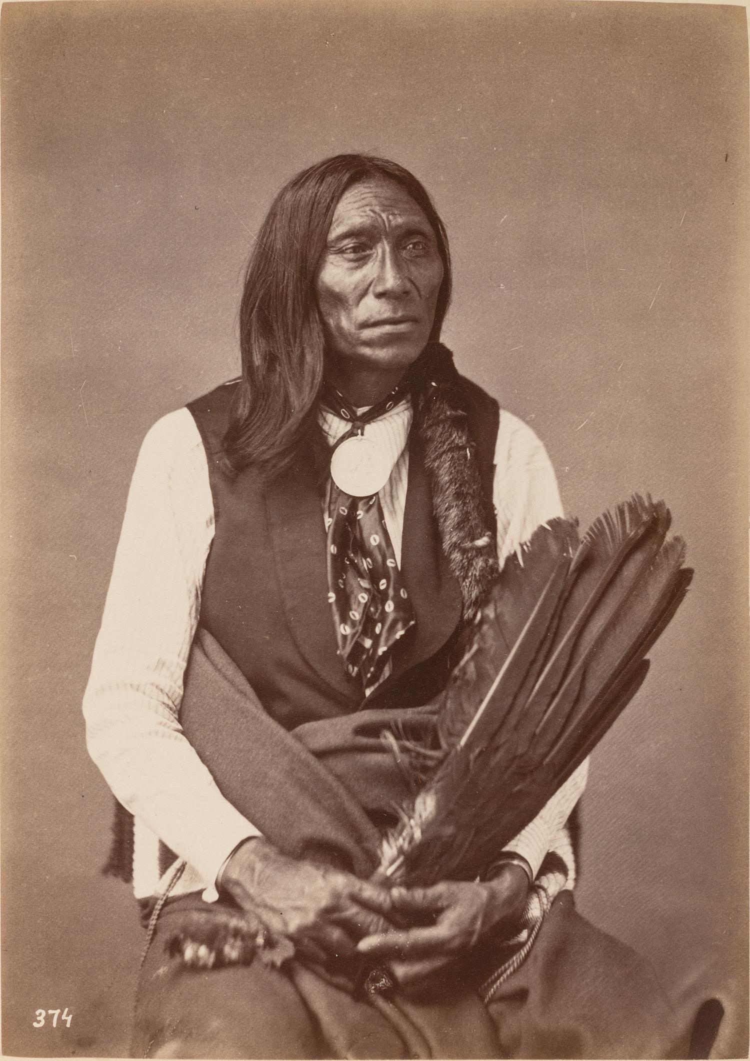 JACKSON, William Henry (1843-1942)]. Albumen photograph of Swift Bear, Brulé Lakota.