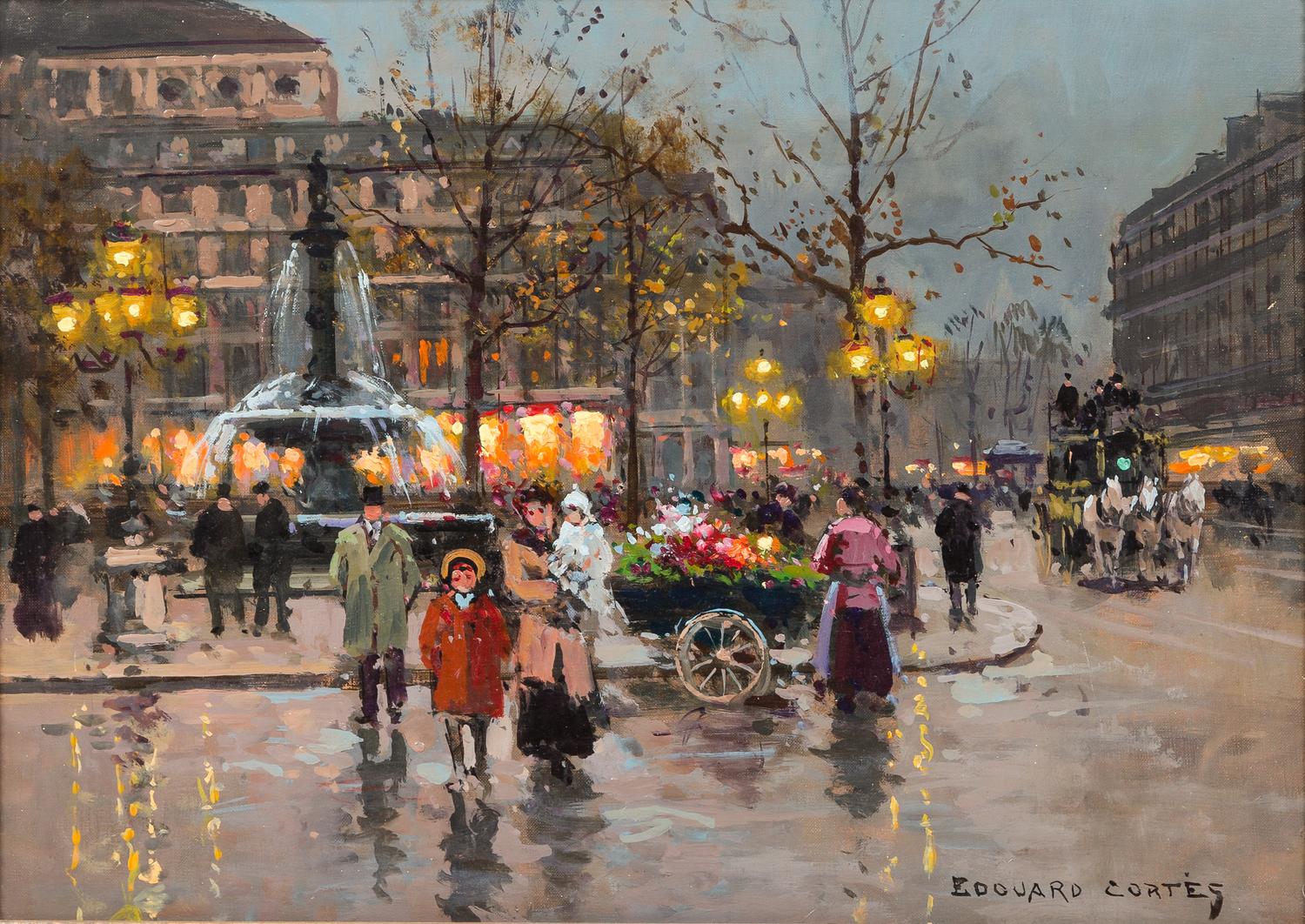 Edouard Leon Cortes, (French, 1882-1969), Place de Theatre de la Comedie-Fran�caise