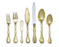 A Puiforcat Silver-Gilt Flatware Service