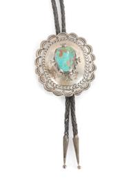 Southwestern Silver and Turquoise Bolo Height 3 inches