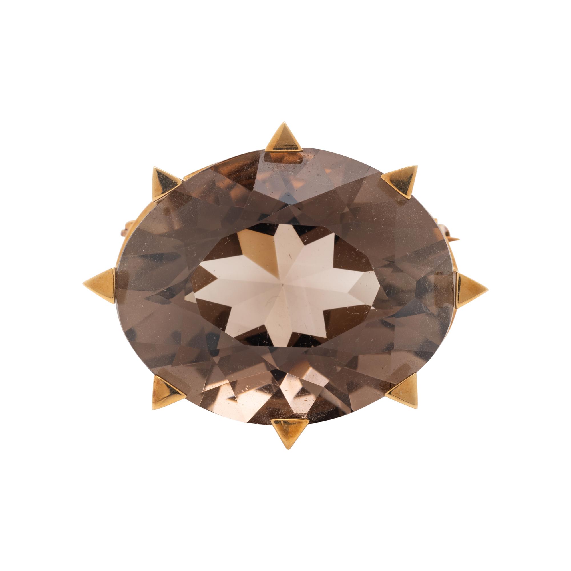 SMOKY QUARTZ BROOCH
