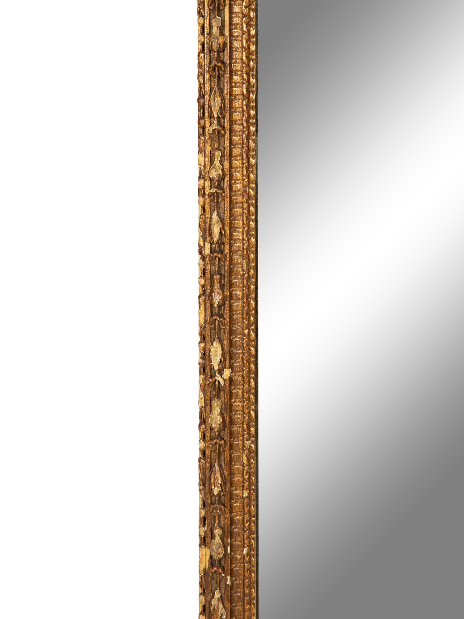 A French Molded Plaster-Inset Giltwood Trumeau Mirror