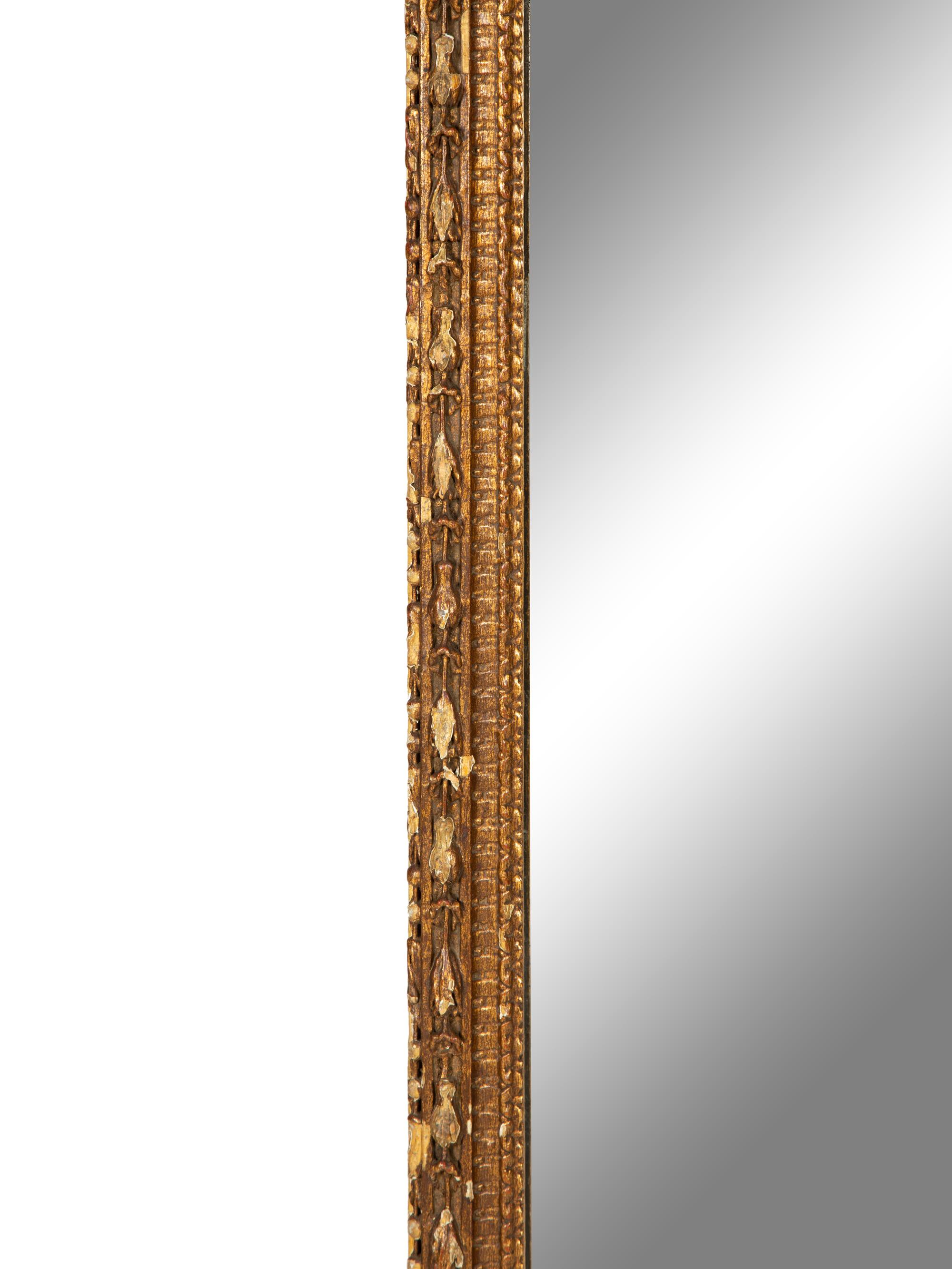 A French Molded Plaster-Inset Giltwood Trumeau Mirror