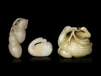 Three Chinese Jade Carvings of Birds
