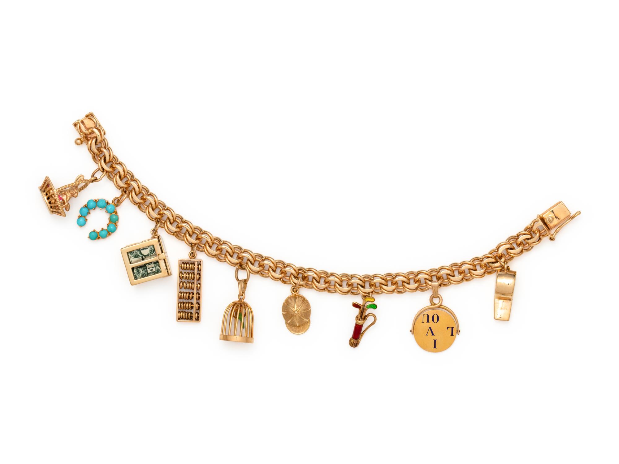 YELLOW GOLD CHARM BRACELET