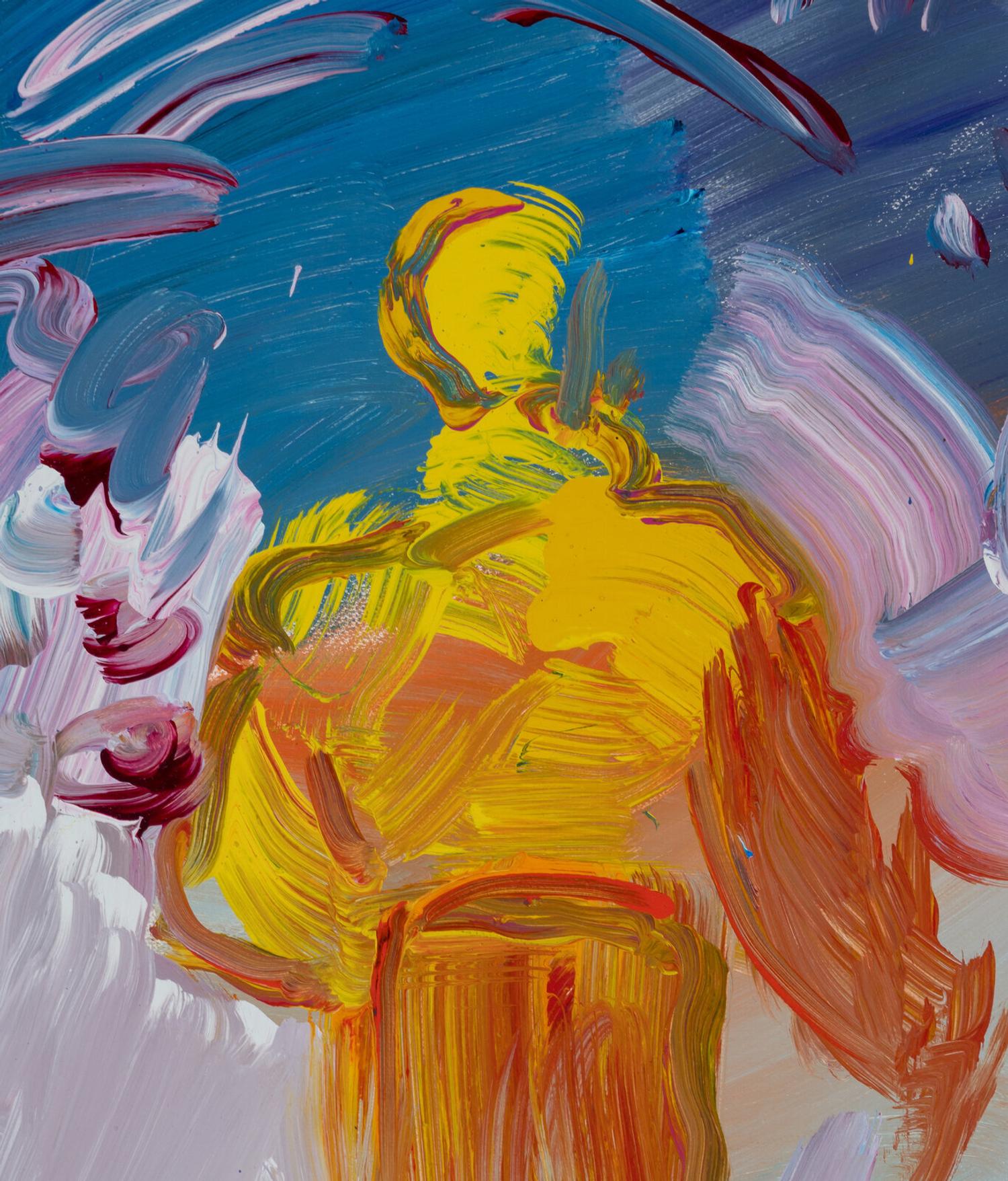 Zero on Black, 1990, Profile, and Lady Profile with Yellow Monk, 1989 (a group of three works)