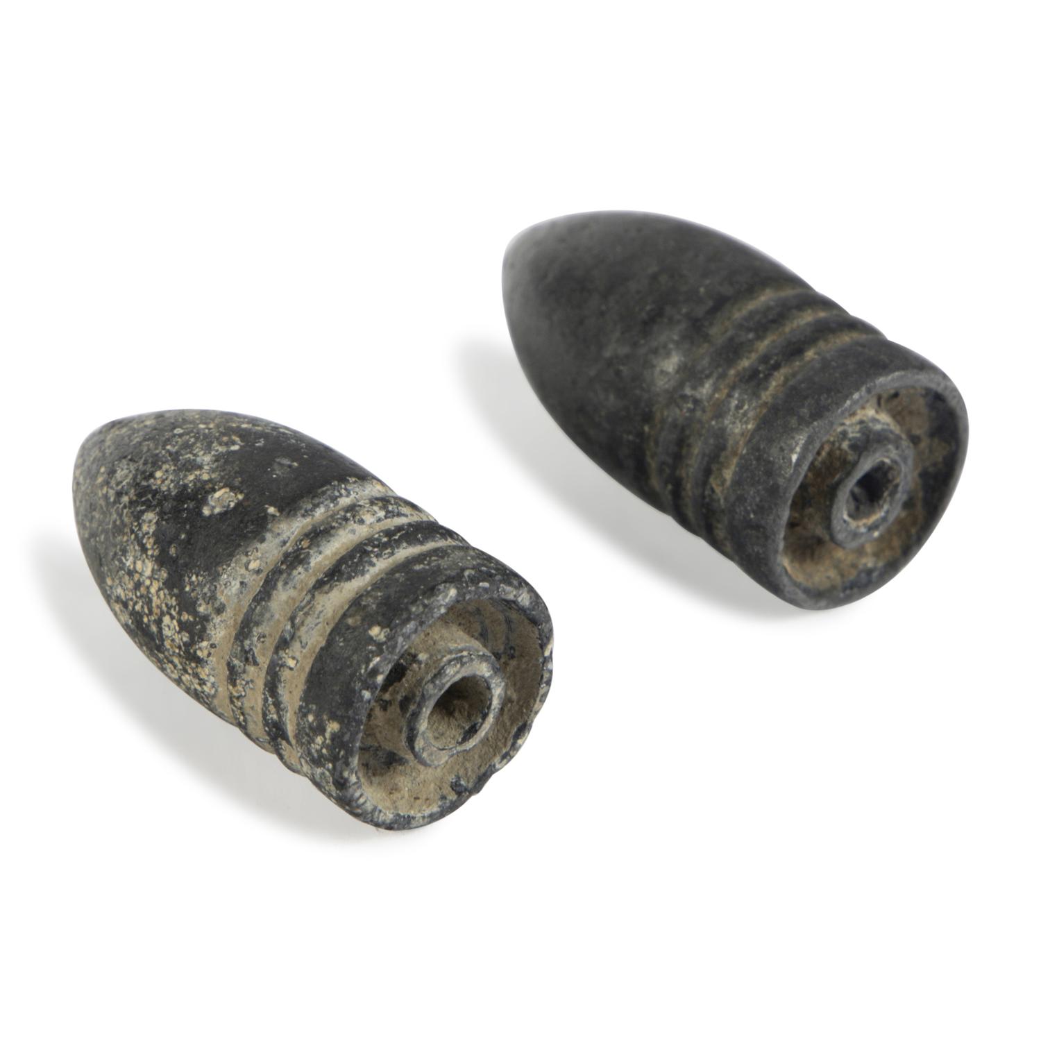 [Civil War]. A pair of Union Army Minié balls salvaged from the Gettysburg Battlefield. 1863.