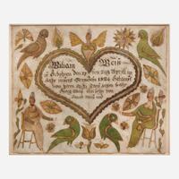 A Fraktur birth record for William Weiss Lancaster, PA, circa 1825
