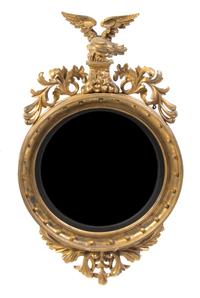 An American Federal Style Giltwood Bullseye Mirror, Height 54 x width 31 inches.