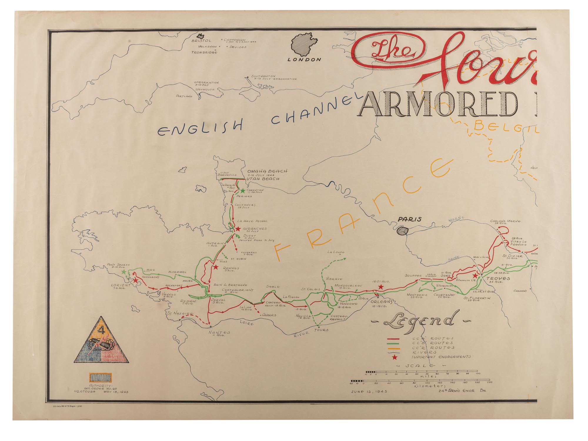 [World War II]. Maps of 4th Armored Division with Type EE binoculars.