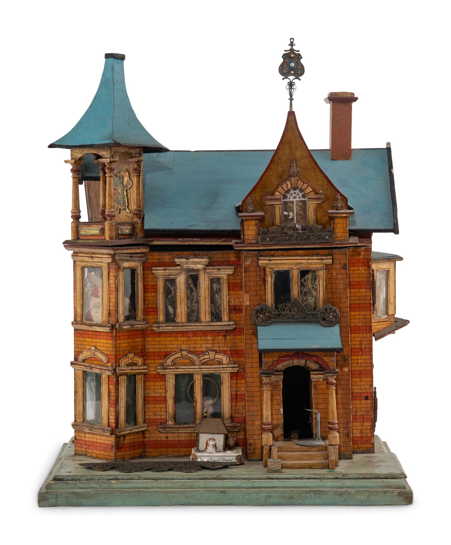 A Painted Wood Doll's House