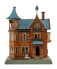 A Painted Wood Doll's House