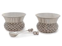A Pair of English Silver Thistle-Form Salts — J. Millward Banks, Birmingham, 1891