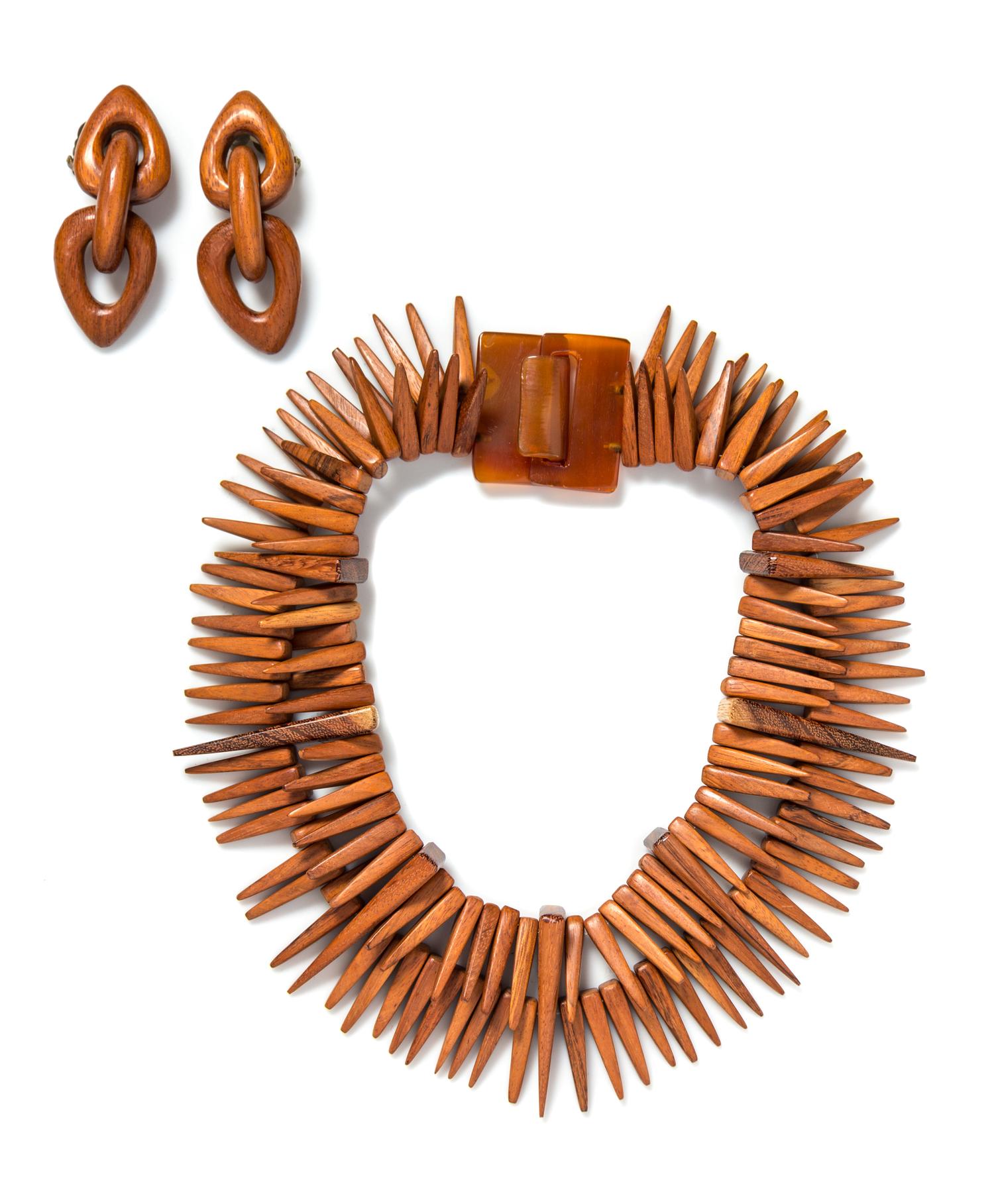 Gerda Lynggaard for Monies Wood Beaded Demi Parure,