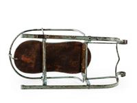 A Blue Painted Sheet Metal Toy Sleigh