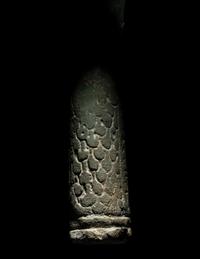 An Egyptian Faience Sistrum Handle with Hathor
