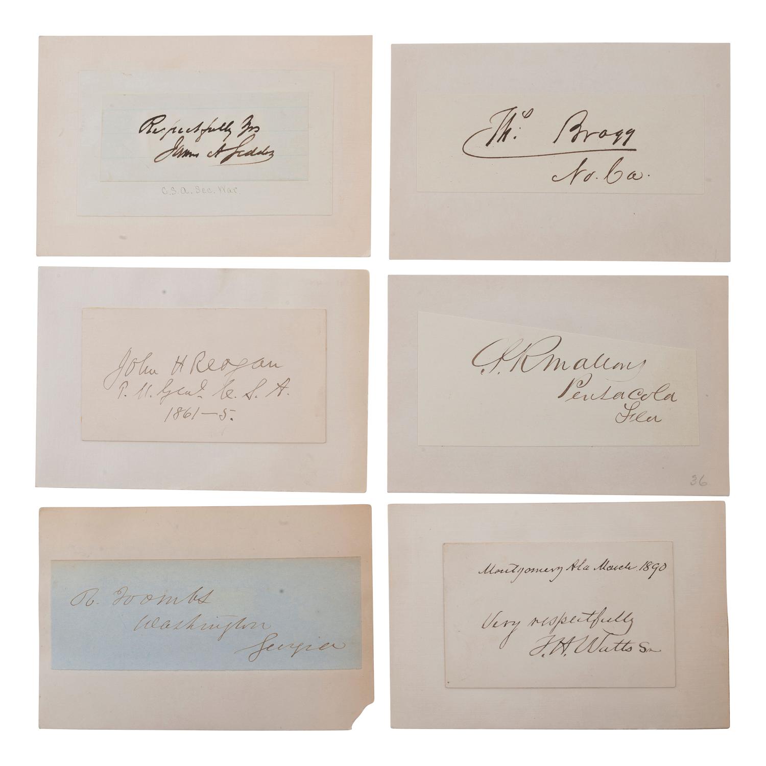 [CIVIL WAR]. A group of 11 signatures of Confederate cabinet members, incl. Jefferson Davis, Judah P. Benjamin, J.C. Breckinridge, and others.