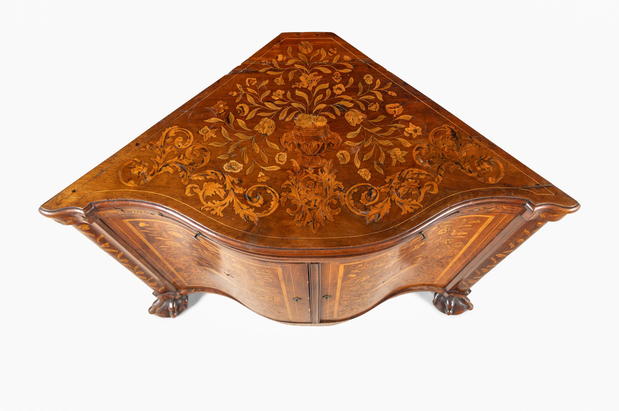 A Dutch Marquetry Corner Cabinet