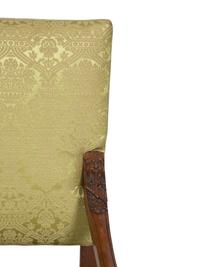 An Italian Carved Walnut Hall Bench with Scalamandré Upholstery