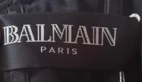A Balmain Black Silk Strapless Pleated Gown, Size 40.