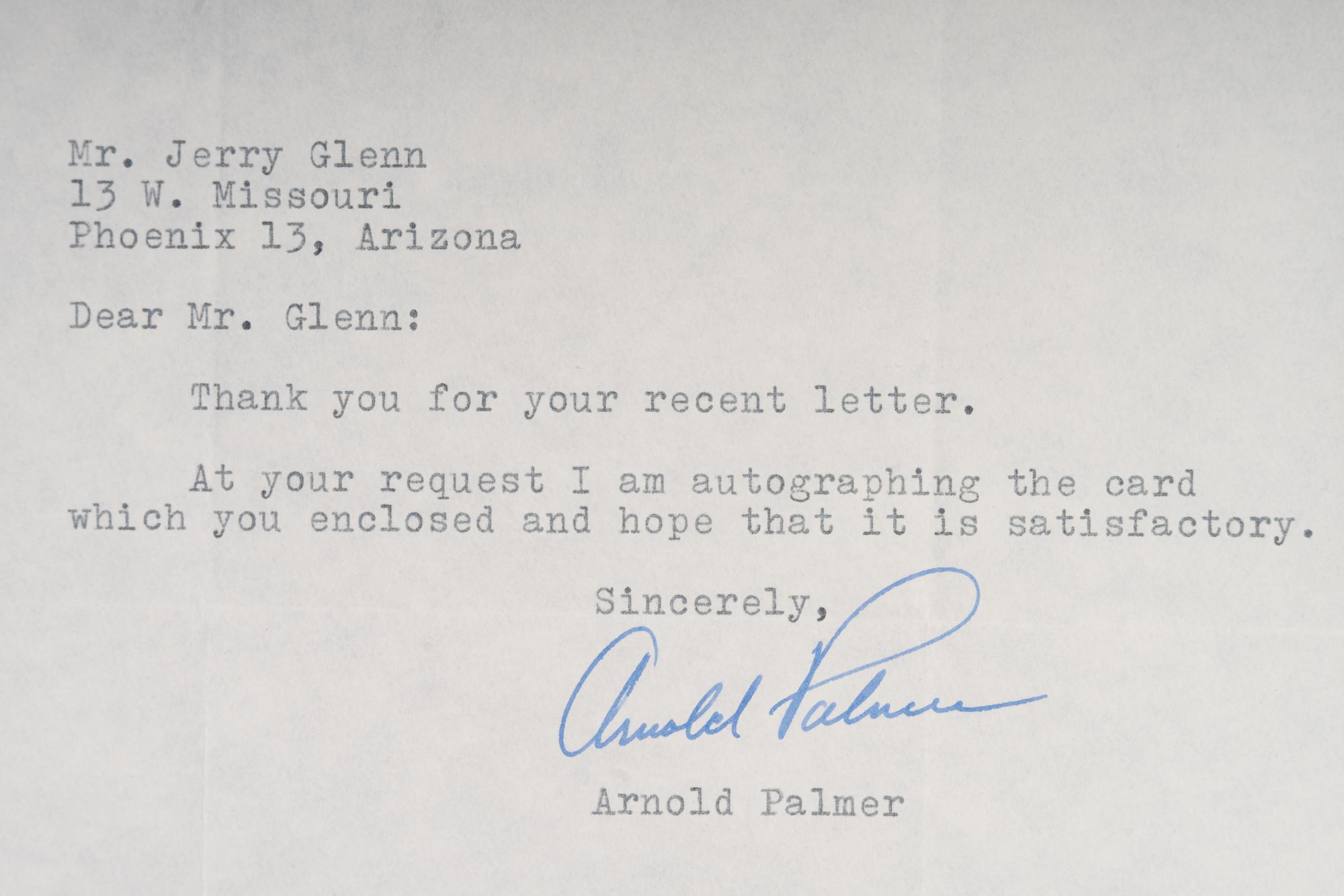 A Group of Two 1960s Personally Signed Letters (TLS) from Arnold Palmer and Gary Player,