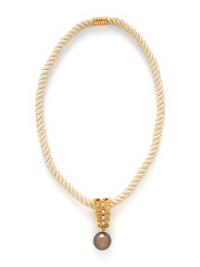YELLOW GOLD, CULTURED BLACK PEARL, AND DIAMOND NECKLACE