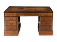 An English Mahogany Pedestal Partners Desk