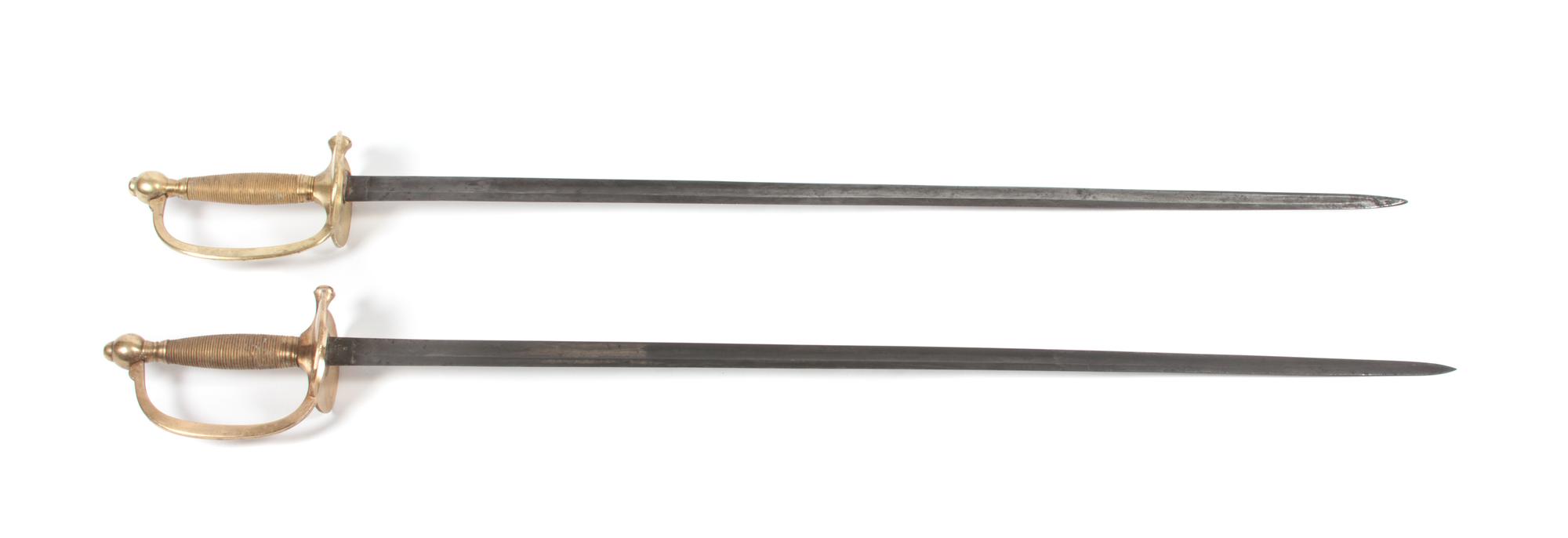 Two US Cavalry Sabers, C. ROBY, W. Chelmsford, Mass, 1865, each having brass hilt and domed pommel, one marked U.S./1865/A.G.M and stam