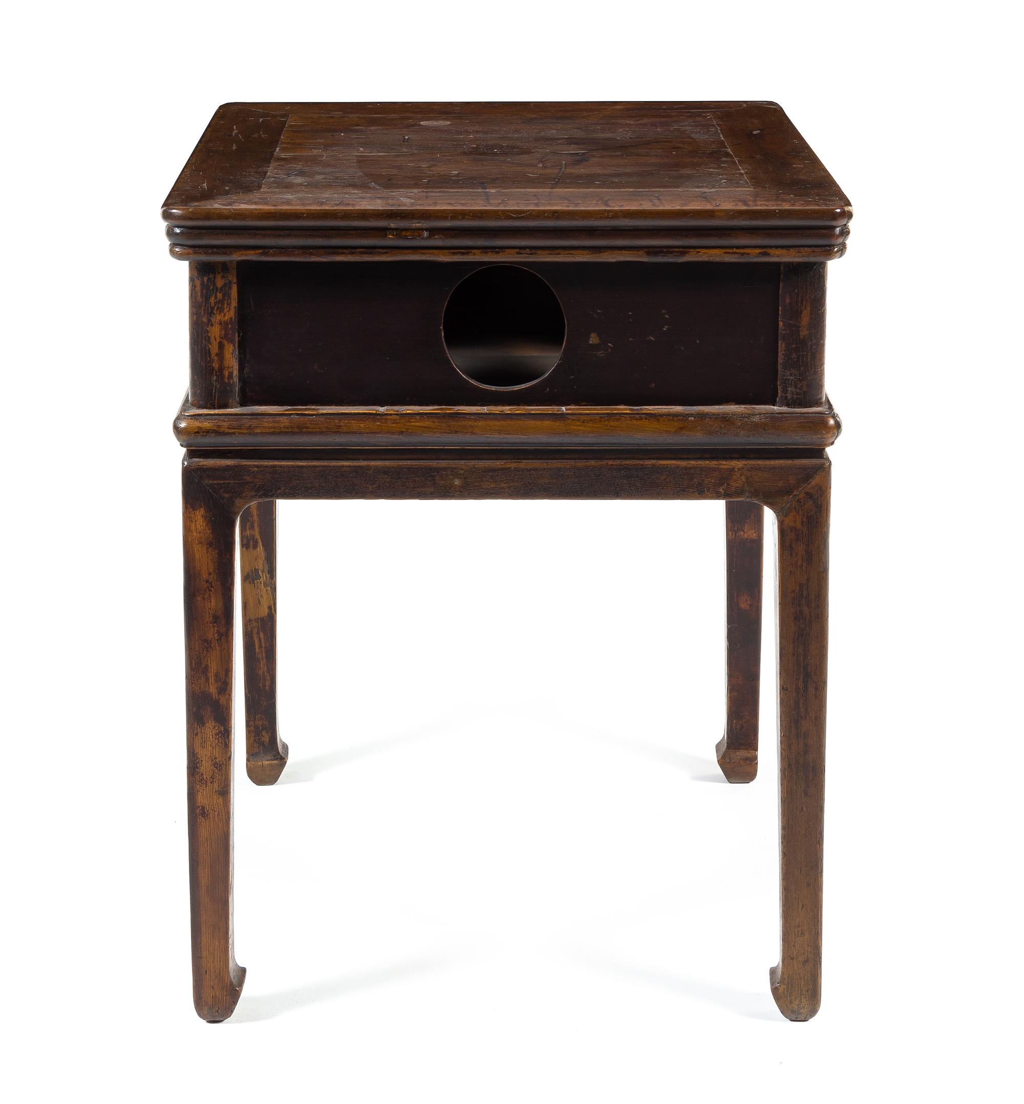 A Chinese Hardwood Square Table, Fangzhuo Height 33 1/2 x width 26 1/2 x depth 26 1/2 inches. — 18TH/19TH CENTURY