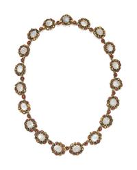 MOONSTONE AND ENAMEL NECKLACE