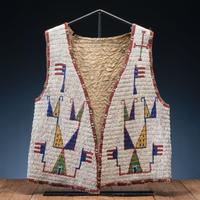 Sioux Beaded Hide Vest, with Inverted American Flags
