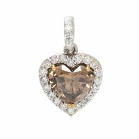 Heart Shape Fancy Dark Yellowish Brown Diamond Pendant