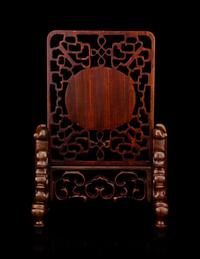 A Chinese White Jade Inset Table Screen