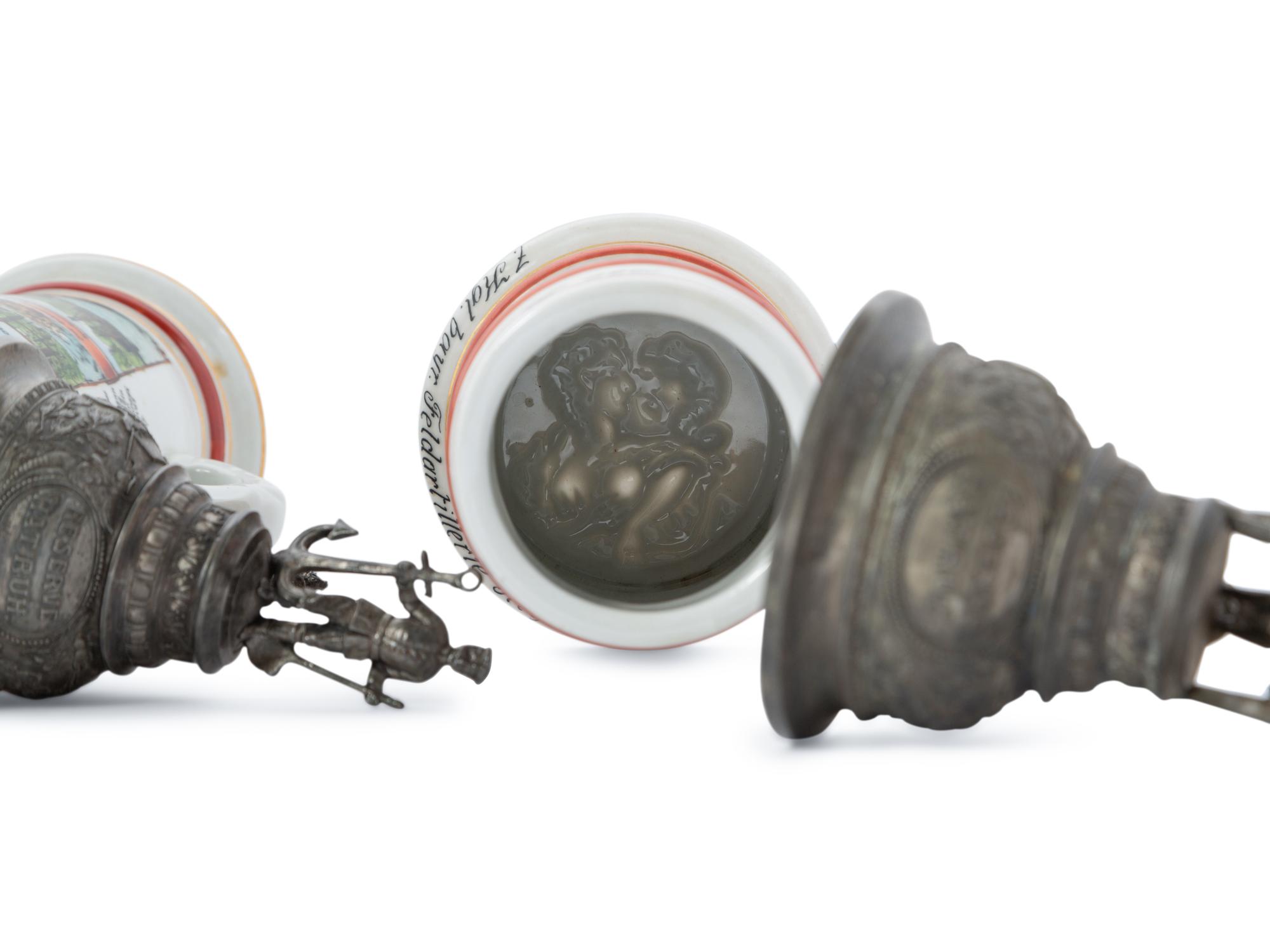A Group of Regimental Porcelain Lithophane Beer Steins