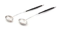 A Pair of English Silver and Treen Handled Ladles, Waterhouse & Son, Birmingham, 1836,