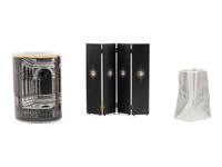 A Miniature 'Acrobats' Screen and Waste Bin, together with a Rosenthal paper bag