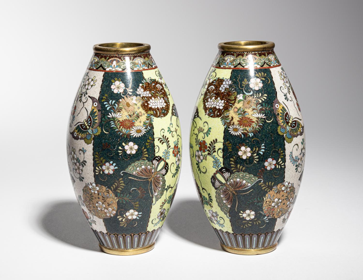A Pair of Japanese Cloisonné Vases