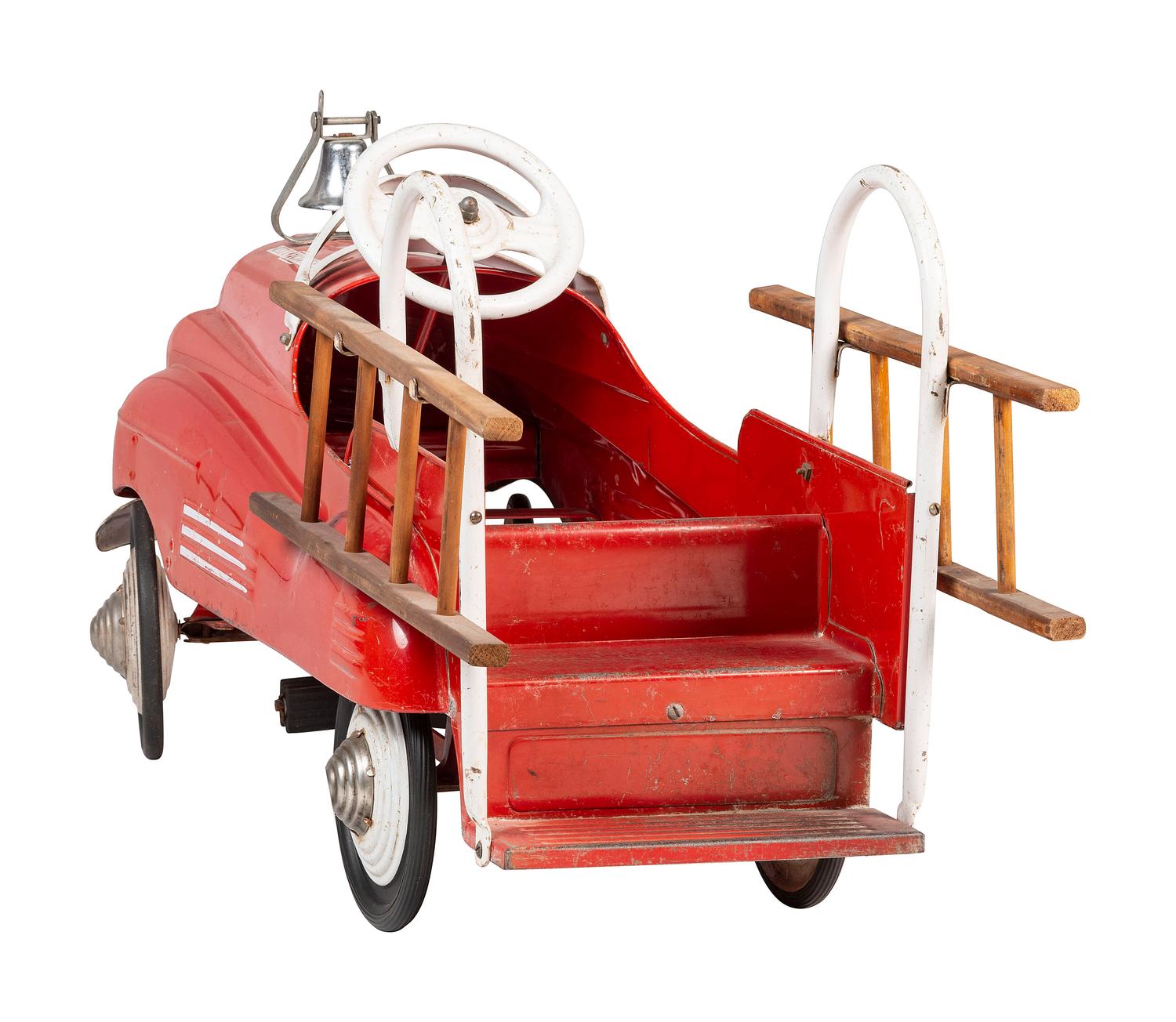 A 'City Fire Department' Pressed Steel Fire Truck Pedal Car