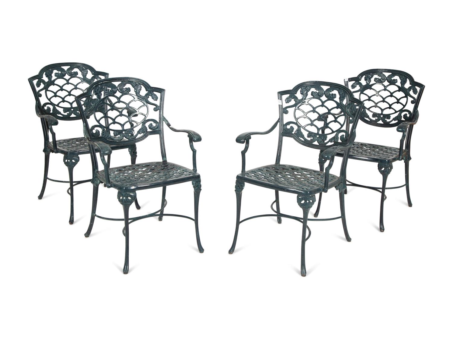 A Large Group of Painted Aluminum Garden Furniture — 20th Century