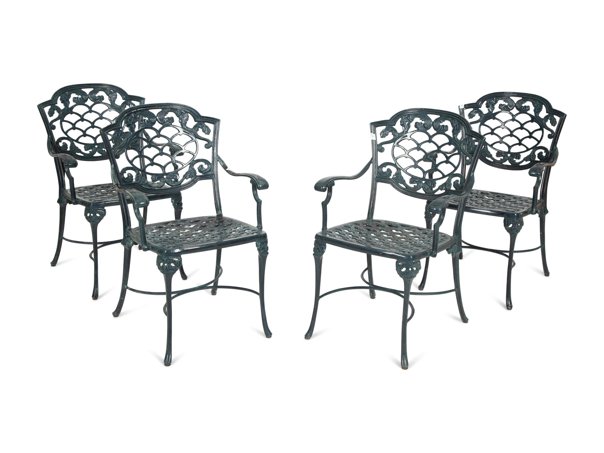 A Large Group of Painted Aluminum Garden Furniture — 20th Century