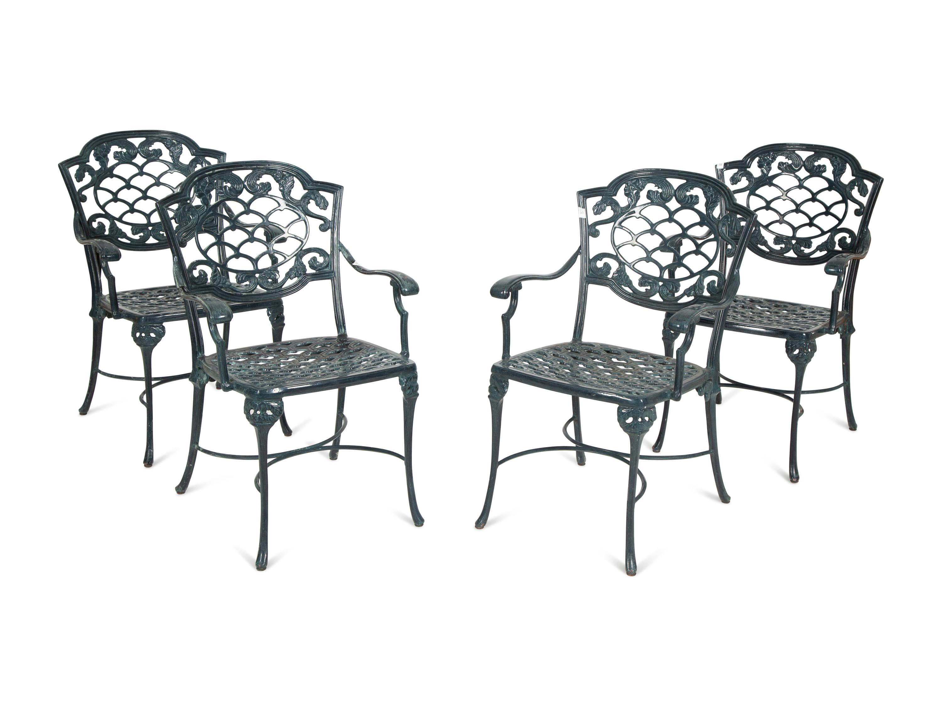 A Large Group of Painted Aluminum Garden Furniture — 20th Century