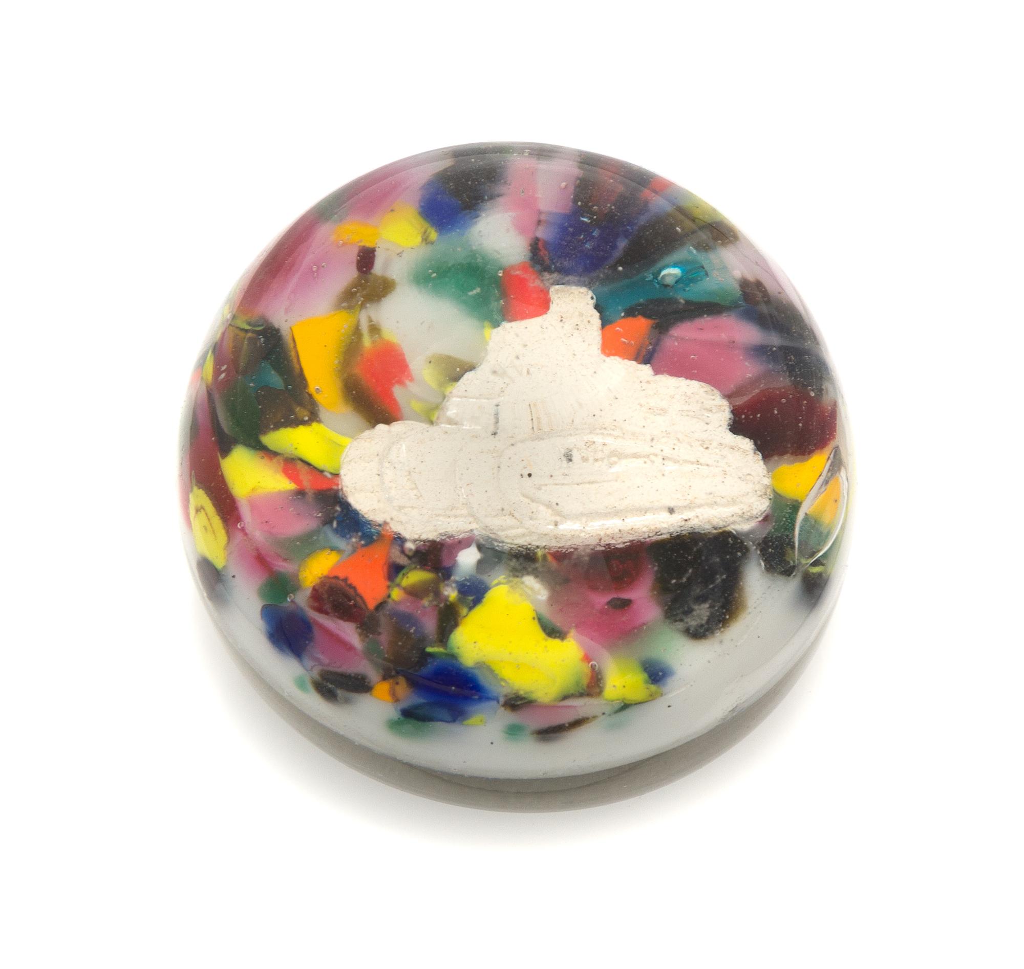 An Antique Tank Sulphide Paperweight Diameter 2 3/4 inches