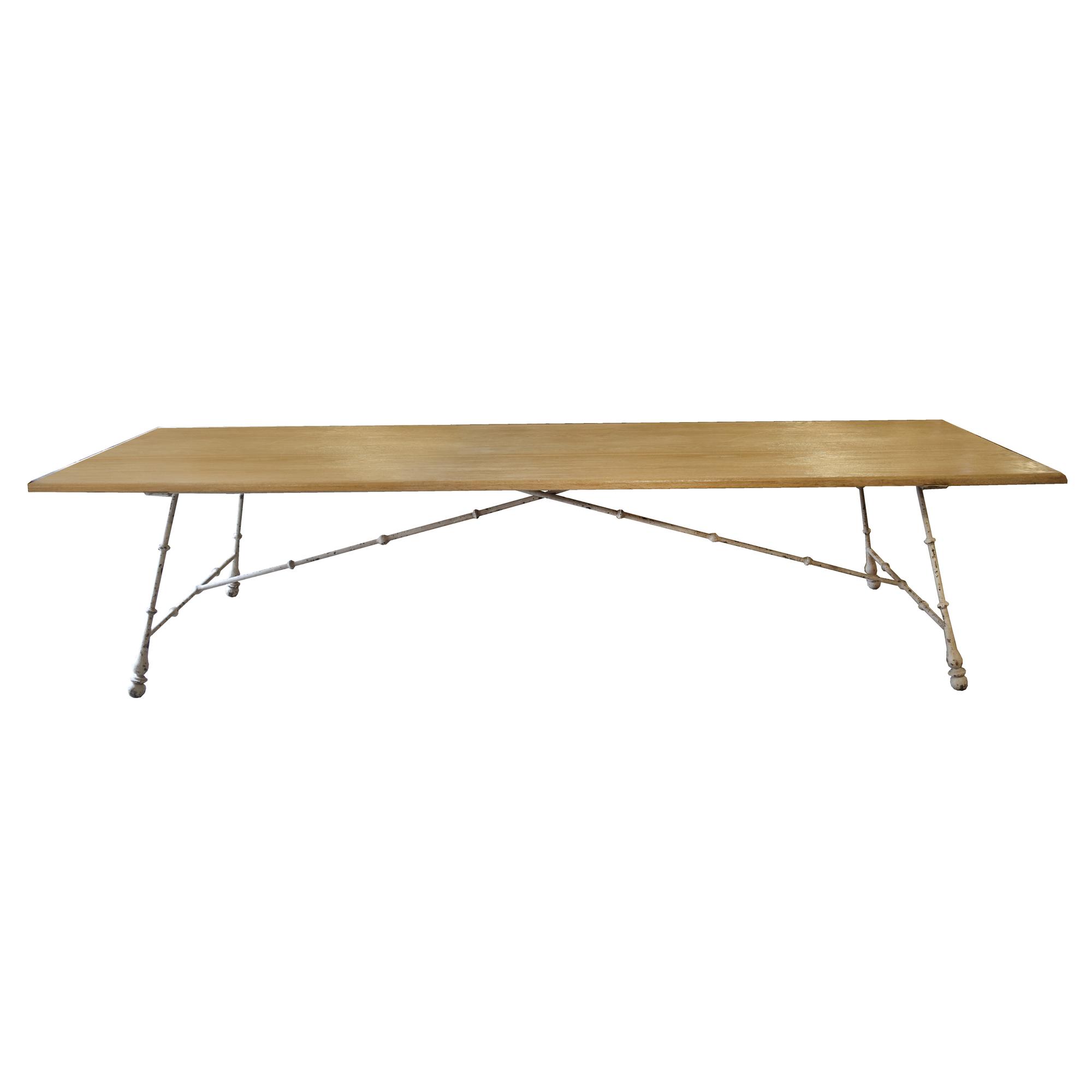 A Spanish-Style Table with Iron Base 132" W x 29" D x 29.5" H — 20th Century