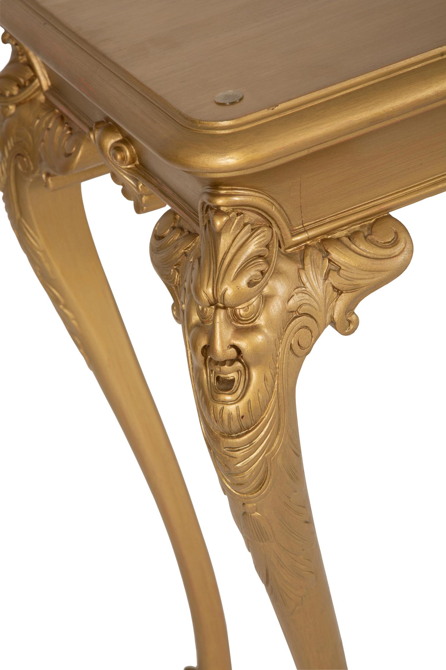 A Continental Carved and Gilt Painted Console Table